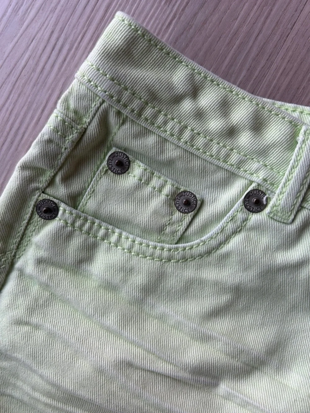 Justice Girls' Denim Cotton Cut Off Shorts XS 5/6 Green Frayed Hem Casual Summer